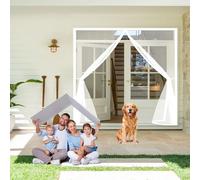 Puerta Magnética 115 x 200 cm Transpirables Antimosquitos, Sin Taladros, Magnético Automático, Con Velcra, Mosquitera para Puertas, Magnetic Curtain para Ventanas y Balcón, Blanco