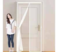 Puerta Magnética 118 x 207 cm Varios Tallas, Cierre Automático Rede Mosquito Porta Magnética Imán sin Necesidad de Taladrar para Balcon Patio Corredera, Blanco