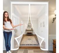Puerta Magnética 120 x 130 cm Cierre Automático, Instalación sin Taladrar, Varios Tallas, Anti-Insectos, Mantiene El Aire Fresco Mosquitera Cortina Puerta para Sala de Estar, Patio, Blanco