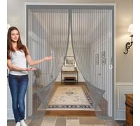 Puerta Magnética 120 x 130 cm Cierre Automático, Instalación sin Taladrar, Varios Tallas, Anti-Insectos, Mantiene El Aire Fresco Mosquitera Cortina Puerta para Sala de Estar, Patio, Gris