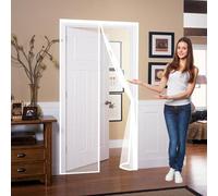 Puerta Magnética 121 x 180 cm Tejido con Fuertes Imanes para Un Autocierre, Fácil Instalación, Mosquitos Acceso Sencillo Mosquitera para Puertas para Pasillos Puertas, Blanco