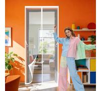 Puerta Magnética 121 x 244 cm Se Cierra Automáticamente Mosquitera Magnetica Puertas Exteriores Resistente a La Rotura para Puertas de Salón Balcón Corredor, Blanco