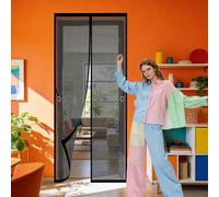 Puerta Magnética 121 x 254 cm Se Cierra Automáticamente Mosquitera Magnetica Puertas Exteriores Resistente a La Rotura para Puertas de Salón Balcón Corredor, Negro