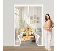 Puerta Magnética 125 x 130 cm sin Taladros, Cierre Automático, Fácil de Instalar y Lejos de Los Mosquitos con Iman sin Taladrar Rede Mosquito Porta Magnética para Puertas Del Balcón, Blanco
