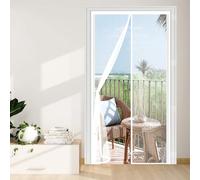 Puerta Magnética 125 x 203 cm con Fuertes Imanes para Un Autocierre, Fácil Instalación sin Taladrar, Antimosquitos Rede Mosquito Porta Magnética para Dormitorio, Blanco