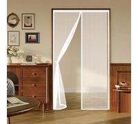 Puerta Magnética 125 x 203 cm con Fuertes Imanes para Un Autocierre, Fácil Instalación sin Taladrar, Antimosquitos Magnética Anti-Insectos Proteger a su Familia, Blanco
