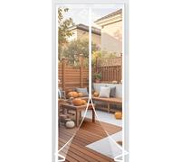 Puerta Magnética 130 x 175 cm Cortina Mosquitera Magnetica Cierre Automático de Arriba a Abajo, Mantiene El Aire Fresco Dentro y Los Bichos Fuera, para Balcón Dormitorio, Blanco