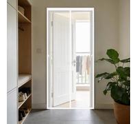 Puerta Magnética 130 x 175 cm Cortinas Antimosquitos para Puertas Cierre Magnético de Arriba a Abajo, Automáticamente, Mantiene El Aire Fresco, para Patio Balcón, Blanco