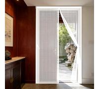 Puerta Magnética 130 x 190 cm Cortina Mosquitera Magnetica Cierre Magnético de Arriba a Abajo, Automáticamente, Mantiene El Aire Fresco, para Balcón Dormitorio, Blanco