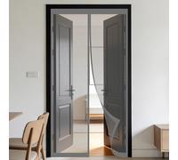 Puerta Magnética 130 x 190 cm Junta Magnética de Arriba a Abajo, sin Taladrar, Transpirables, Resistente Al Viento Cortina Mosquiteras para Puerta Corredera, Gris