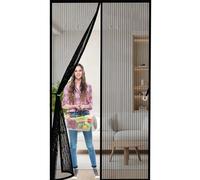 Puerta Magnética 130x204cm(AnchoxAlto) Varios Tallas, Cierre Automático Mosquitera Cortina Puerta Magnetica Resistente a La Rotura, Resistente para Balcon Patio Corredera, Negro