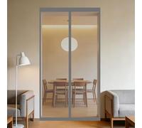 Puerta Magnética 135 x 140 cm Junta Magnética de Arriba a Abajo, sin Taladrar, Transpirables, Resistente Al Viento Cortina Mosquitera Puerta Exterior para Exterior, Gris