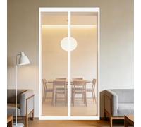 Puerta Magnética 135 x 140 cm Junta Magnética de Arriba a Abajo, sin Taladrar, Transpirables, Resistente Al Viento Cortina Mosquitera Puerta Exterior para Exterior, Blanco