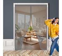 Puerta Magnética 135 x 200 cm Cierre Automático, Automáticamente y Mantiene El Aire Fresco, La Cortina Magnética Es Ideal Puerta de Malla para Puertas Del Balcón, Gris