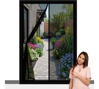Puerta Magnética 135 x 210 cm Cierre Automático con Imanes y Pesos, Taladrar Fácil de Instalar Mantiene Cortina Mosquiteras para Puerta Exterior Proteger a su Familia, Negro