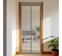 Puerta Magnética 136 x 160 cm Junta Magnética de Arriba a Abajo, sin Taladrar, Transpirables, Resistente Al Viento Mosquitera para Puertas para Puerta Corredera, Gris