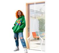 Puerta Magnética 137 x 194 cm Imán sin Necesidad de Taladrar Cortina Puerta Exterior de Balcón Patio Mantiene El Aire Fresco para Balcón Corredera de Patio, Blanco