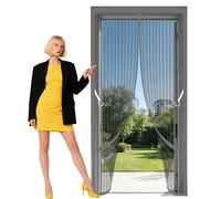 Puerta Magnética 138 x 264 cm Se Cierra Automáticamente Cortinas Antimosquitos Puertas Exteriores Fácil Instalación sin Taladrar para Puerta Del Balcón, Patio, Gris