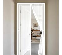 Puerta Magnética 140 x 100 cm Mosquiteras Porta Imantada, Cortina Magnética Cierre Magnético de Arriba a Abajo, Automáticamente, Mantiene El Aire Fresco, para Patio Balcón, Blanco