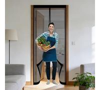 Puerta Magnética 140 x 160 cm Cierre Automático, Mantiene El Aire Fresco en El Interior, Fácil de Instalar, Los Bichos Fuera Mosquitera Magnética para Puerta Corredera, Negro