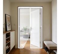 Puerta Magnética 140 x 160 cm Cortina Mosquitera Puerta Magnetica Cierre Magnético de Arriba a Abajo, Automáticamente, Mantiene El Aire Fresco, para Patio Balcón, Blanco