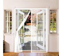 Puerta Magnética 140 x 292 cm con Fuertes Imanes para Un Autocierre, Fácil Instalación sin Taladrar, Antimosquitos Cortina Mosquitera Magnética para Balcón, Cocina, Blanco