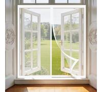 Puerta Magnética 142 x 120 cm Cierre Automático, Mantiene El Aire Fresco en El Interior, Fácil de Instalar, Los Bichos Fuera Cortina Contra Mosquitos para Puerta Exterior, Blanco