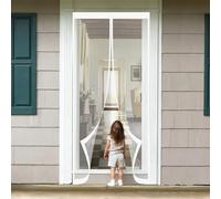 Puerta Magnética 142 x 170 cm Cierre Automático, Mantiene El Aire Fresco en El Interior, Fácil de Instalar, Los Bichos Fuera Mosquitera para Puertas para Puerta Corredera, Blanco