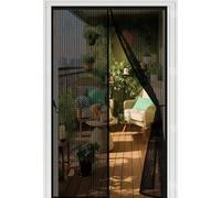 Puerta Magnética 143 x 184 cm con Fuertes Imanes para Un Autocierre, Fácil Instalación sin Taladrar, Antimosquitos Cortina Contra Mosquitos con Imanes para Balcón, Cocina, Negro
