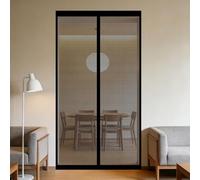 Puerta Magnética 145 x 150 cm Junta Magnética de Arriba a Abajo, sin Taladrar, Transpirables, Resistente Al Viento Cortina Mosquitera Puerta Exterior para Exterior, Negro