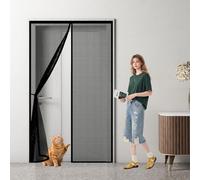 Puerta Magnética 190 x 171 cm Transpirables Antimosquitos, Sin Taladros, Magnético Automático, Con Velcra, Cortinas Antimoscas Puerta para Pasillos Balcn Puertas, Negro