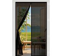 Puerta Magnética 190 x 187 cm Cierre Automático con Imanes y Pesos, Taladrar Fácil de Instalar Mantiene Cortina Mosquitera Puerta Exterior para Balcón, Cocina, Negro
