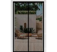 Puerta Magnética 50 x 190 cm Cierre Automático con Imanes y Pesos, Taladrar Fácil de Instalar Mantiene Mosquitera para Puertas para Dormitorio, Negro