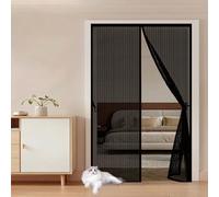 Puerta Magnética 50 x 190 cm Cierre Automático con Imanes y Pesos, Taladrar Fácil de Instalar Mantiene Mosquiteras para Ventanas para Puertas para Dormitorio, Negro