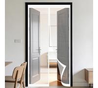 Puerta Magnética 50 x 190 cm Junta Magnética de Arriba a Abajo, sin Taladrar, Transpirables, Resistente Al Viento Cortina Mosquiteras para Puerta Corredera, Blanco