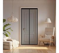 Puerta Magnética 50 x 190 cm Transpirables Antimosquitos, Sin Taladros, Magnético Automático, Con Velcra, Puerta de Malla Corredera para Pasillos Balcn Puertas, Negro