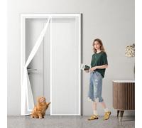 Puerta Magnética 60 x 165 cm Transpirables Antimosquitos, Sin Taladros, Magnético Automático, Con Velcra, Cortinas Antimoscas Puerta para Pasillos Balcn Puertas, Blanco