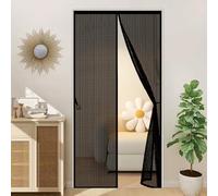 Puerta Magnética 60 x 180 cm Cierre Automático con Imanes y Pesos, Taladrar Fácil de Instalar Mantiene Cortina Mosquitera Puerta Exterior para Dormitorio, Negro