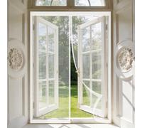 Puerta Magnética 60 x 180 cm Cierre Automático, Mantiene El Aire Fresco en El Interior, Fácil de Instalar, Los Bichos Fuera Puerta de Malla Cortina para Corredera, Blanco