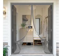 Puerta Magnética 60 x 180 cm Junta Magnética de Arriba a Abajo, sin Taladrar, Transpirables, Resistente Al Viento Rede Mosquito Porta para Puerta Exterior, Gris