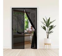 Puerta Magnética 64 x 167 cm con Fuertes Imanes para Un Autocierre, Fácil Instalación sin Taladrar, Antimosquitos Magnética Anti-Insectos para Todos Tamaños Puertas, Negro