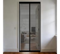 Puerta Magnética 65 x 155 cm Junta Magnética de Arriba a Abajo, sin Taladrar, Transpirables, Resistente Al Viento Cortina Mosquitera Exterior para Puerta Exterior, Negro