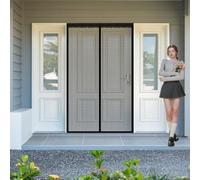 Puerta Magnética 65 x 190 cm Transpirables Antimosquitos, Sin Taladros, Magnético Automático, Con Velcra, Mosquiteras de Ventanas para Puertas para Ventanas y Balcón, Negro