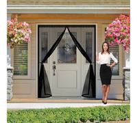 Puerta Magnética 65 x 195 cm Transpirables Antimosquitos, Sin Taladros, Magnético Automático, Con Velcra, Magnet Fly Screen Door Protección para Ventanas y Balcón, Negro