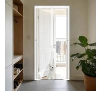 Puerta Magnética 65 x 75 cm Cortina Mosquiteras para Puertas Cierre Magnético de Arriba a Abajo, Automáticamente, Mantiene El Aire Fresco, para Balcón Dormitorio, Blanco