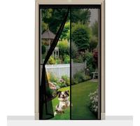 Puerta Magnética 66 x 214 cm Cierre Automático con Imanes y Pesos, Taladrar Fácil de Instalar Mantiene, Cortina Mosquitera para Puertas para Balcón, Cocina, Negro