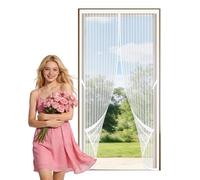 Puerta Magnética 69 x 184 cm Cierre Magnético de Arriba a Abajo Automáticamente Cortina Mosquitera Puerta Exterior Resistente para Balcón Corredera de Patio, Blanco