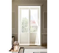 Puerta Magnética 69 x 248 cm Cierre Automático con Imanes y Pesos, Taladrar Fácil de Instalar Mantiene Mosquitera Cortina Puerta Magnetica para Todos Tamaños Puertas, Blanco