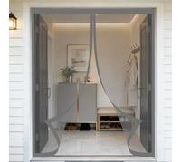 Puerta Magnética 70 x 130 cm Junta Magnética de Arriba a Abajo, sin Taladrar, Transpirables, Resistente Al Viento Cortina Contra Mosquitos para Puerta Corredera, Gris