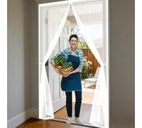 Puerta Magnética 71 x 230 cm Mosquitera Ventana Magnetica Cierre Automático de Arriba a Abajo, Mantiene El Aire Fresco Dentro y Los Bichos Fuera, para Balcón Dormitorio, Blanco